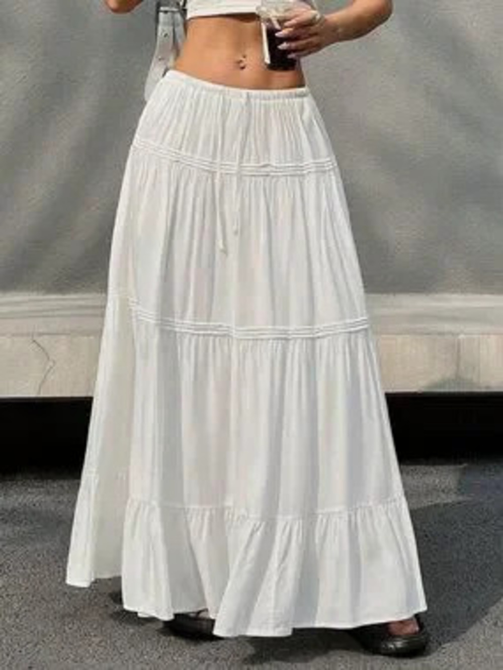 ZARA White Casual Women's Plain Pleated Skirt